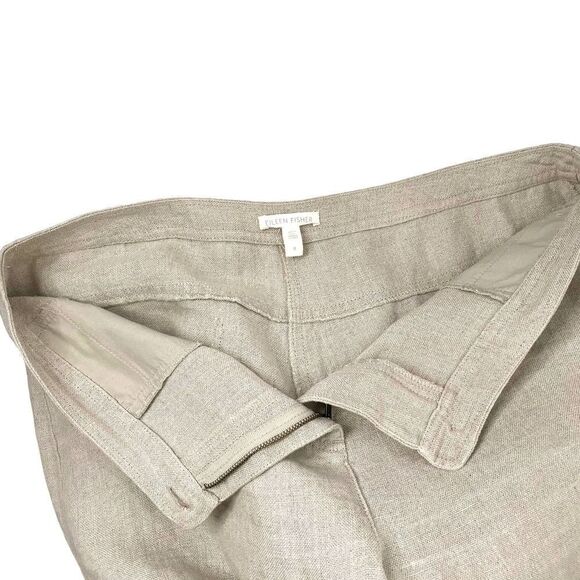 Eileen Fisher organic linen cropped wide leg pants Sz 8 neutral beige lagenlook - Picture 5 of 10